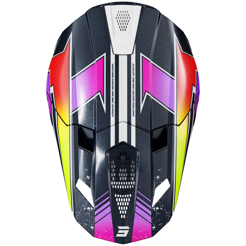 Motokrosová helma Shot Lite Racing perleťová modro-fluo žlutá