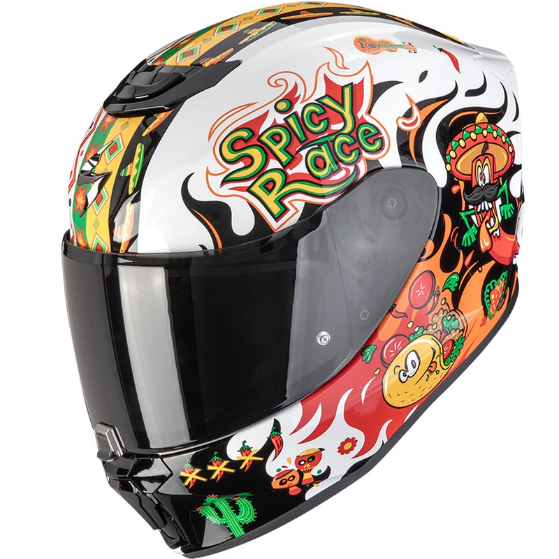 Dětská helma na motorku Scorpion EXO-JNR Air Yucatan bílo-oranžovo-černá