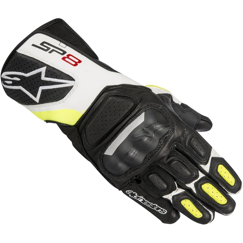 Rukavice na motorku Alpinestars SP-8 černo-bílo-žluté