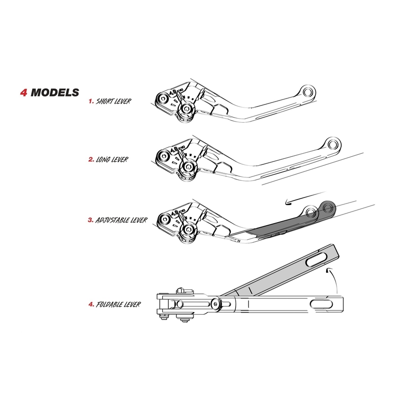 Páčka spojky bez adaptéru PUIG 4.0 rozšiřitelná skládací černá/červená
