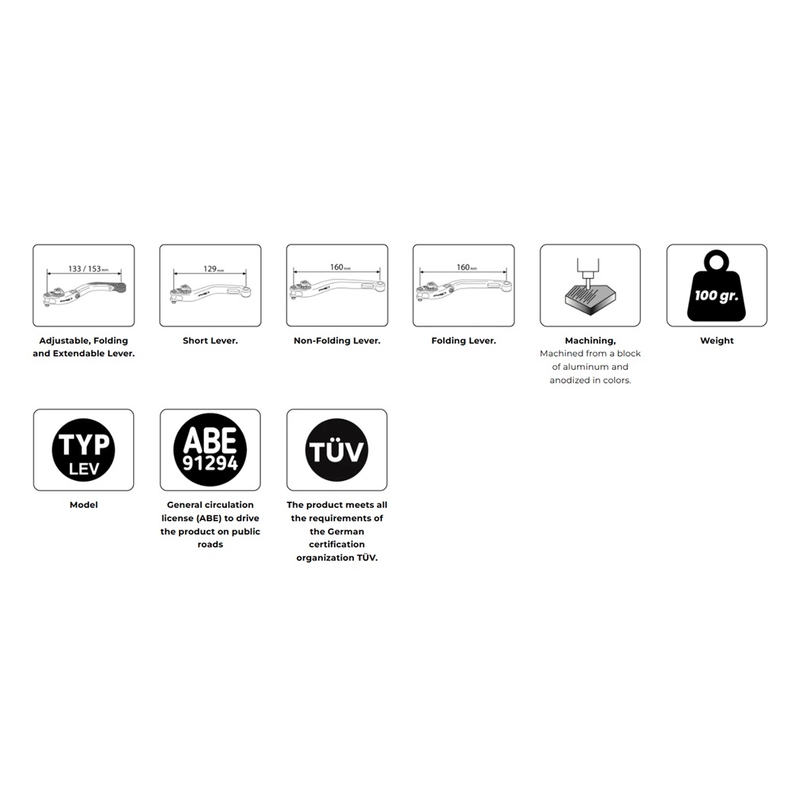 Páčka spojky bez adaptéru PUIG 4.0 rozšiřitelná skládací černá/červená