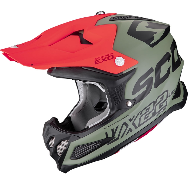 Motokrosová helma Scorpion VX-22 Air Updown matná zeleno-černo-červená