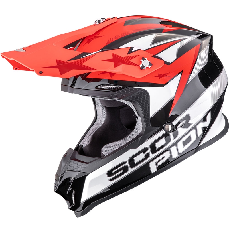 Motokrosová helma Scorpion VX-16 EVO Air Patriot černo-bílo-červená