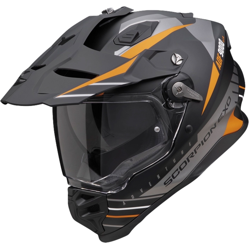 Enduro helma Scorpion ADF-9000 Air Feat matná černo-stříbrno-oranžová