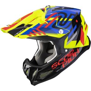 Motokrosová přilba Scorpion VX-22 Air Neox černo-červeno-modro-fluo žlutá