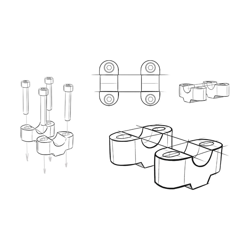 Zvýšení řidítek PUIG stříbrná height 25mm, d 39mm