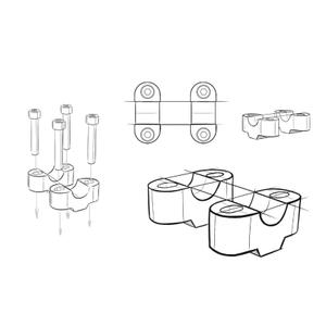 Zvýšení řidítek PUIG 22529P stříbrná height 20mm, d 29mm