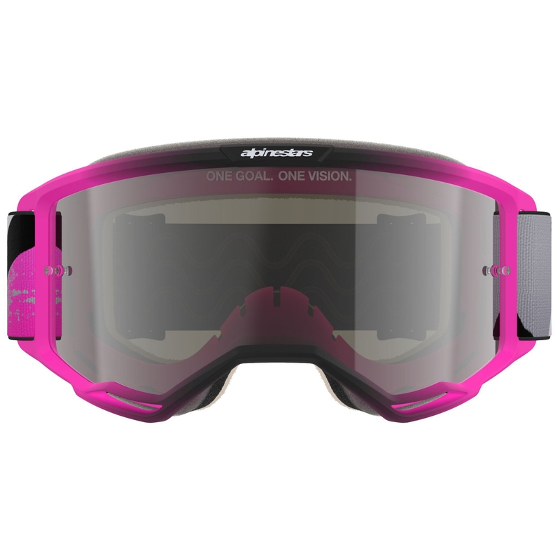 Motokrosové brýle Alpinestars Vision 5 Lahnd fluo růžovo-šedo-černo-bílé se zrcadlovým stříbrným zorníkem