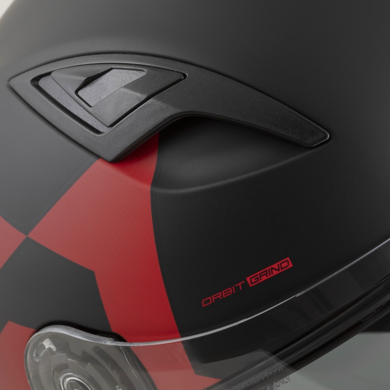 Integrální helma na motorku Cassida Orbit Grind matná černo-červená