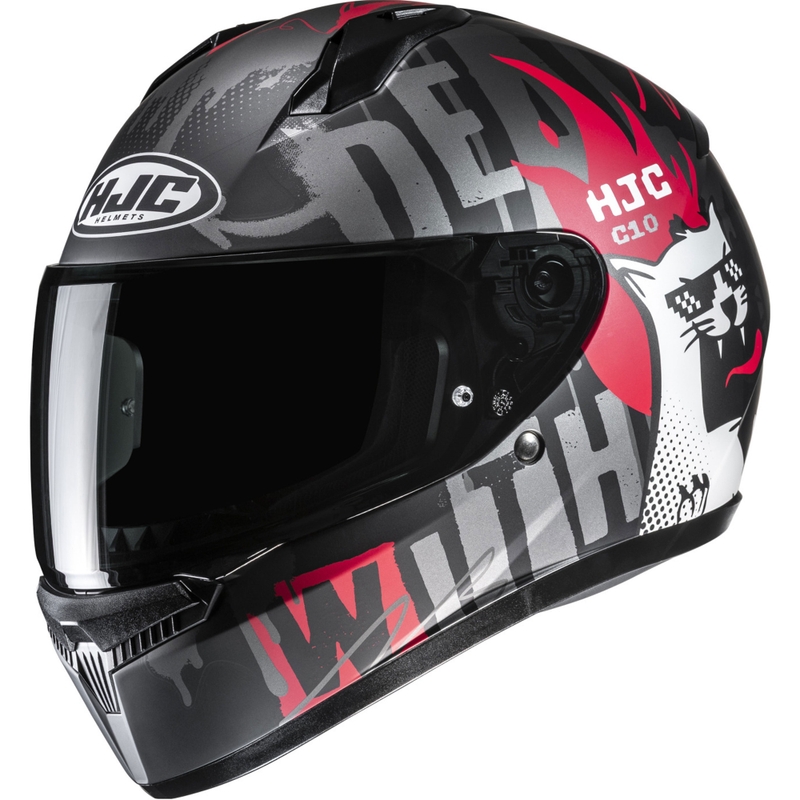Dětská integrální helma na motorku HJC C10 Fop MC1SF černo-šedo-červená