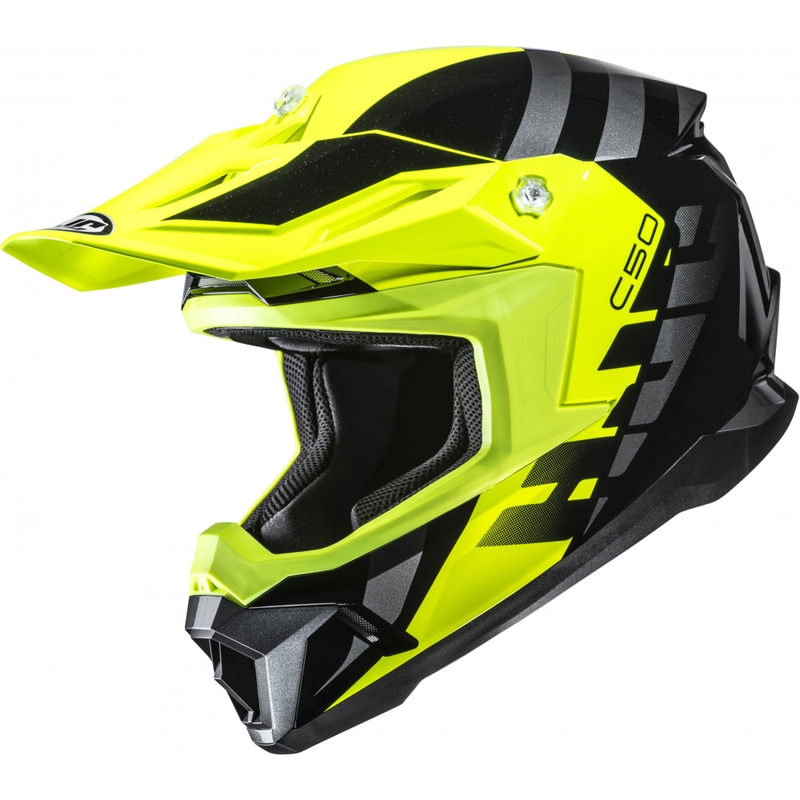Motokrosová helma HJC C50 Mirage MC3H černo-fluo žluto-šedá