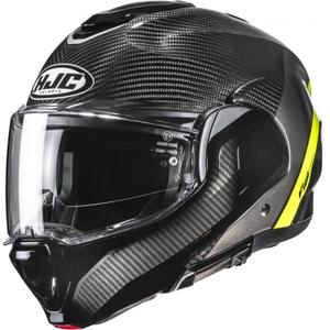 Překlápěcí helma na motorku HJC F100 Carbon Stan MC3H černo-fluo žlutá