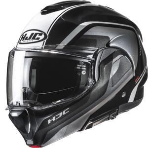 Překlápěcí helma na motorku HJC F100 Reff MC21 černo-stříbrná-bílá