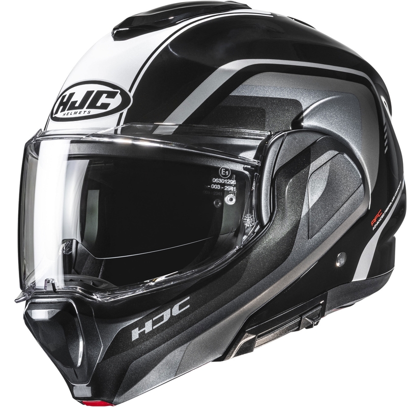 Překlápěcí helma na motorku HJC F100 Reff MC21 černo-stříbrná-bílá