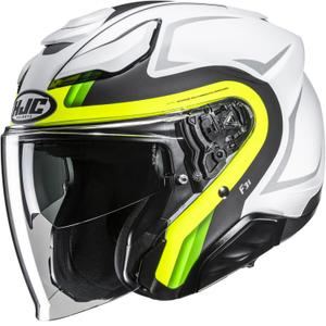 Otevřená helma na motorku HJC F31 Bask MC3HSF bílo-šedo-fluo žlutá