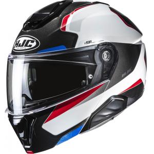 Výklopná helma na motorku HJC i91 Felio MC21 černo-bílo-červeno-modrá