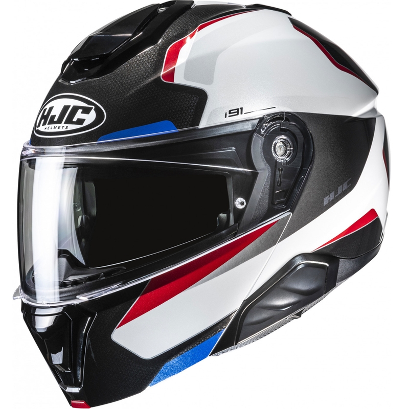 Výklopná helma na motorku HJC i91 Felio MC21 černo-bílo-červeno-modrá