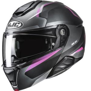 Výklopná helma na motorku HJC i91 Felio MC8SF černo-růžová