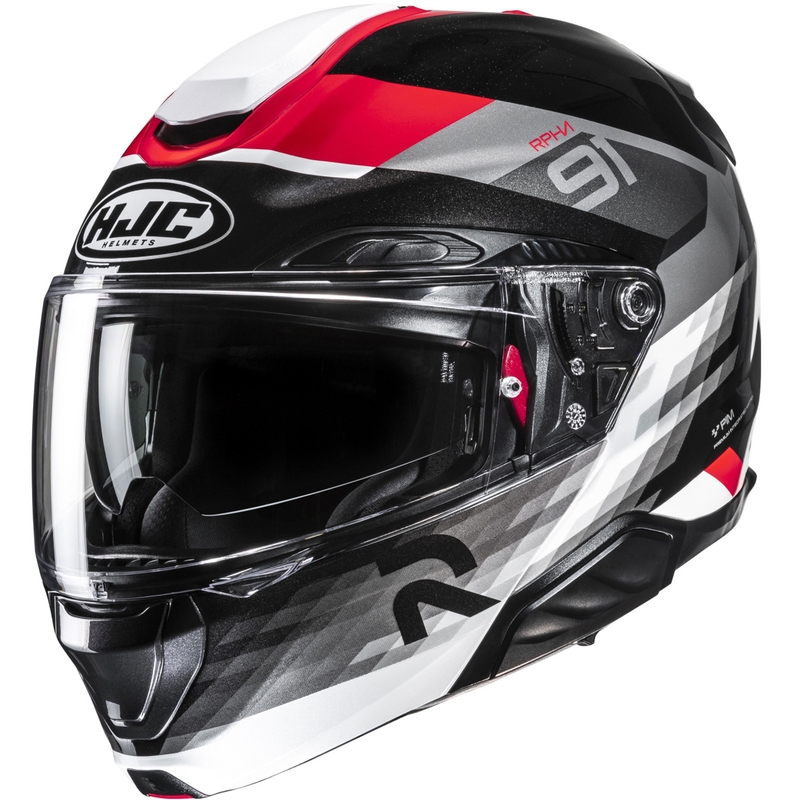 Výklopná helma na motorku HJC RPHA 91 Madal MC1 černo-šedo-červená