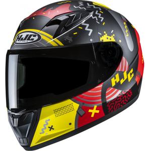 Dětská integrální helma na motorku HJC Y10 Mika MC1SF černo-červeno-žlutá