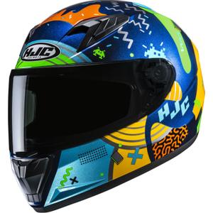 Dětská integrální helma na motorku HJC Y10 Mika MC23 modro-žluto-zelená