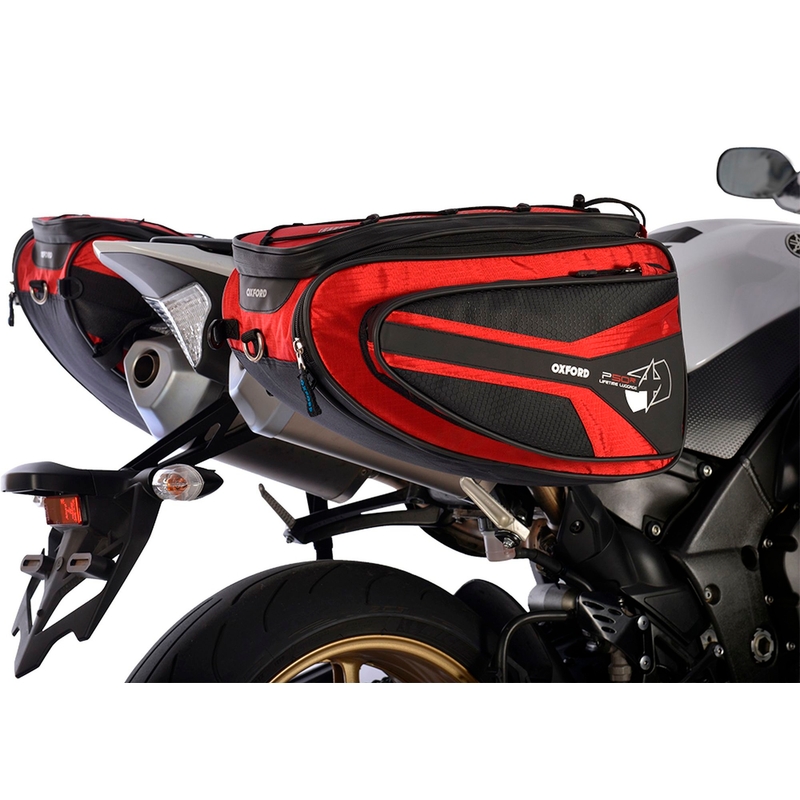 Boční brašny na motocykl Oxford P50R černo-červené výprodej