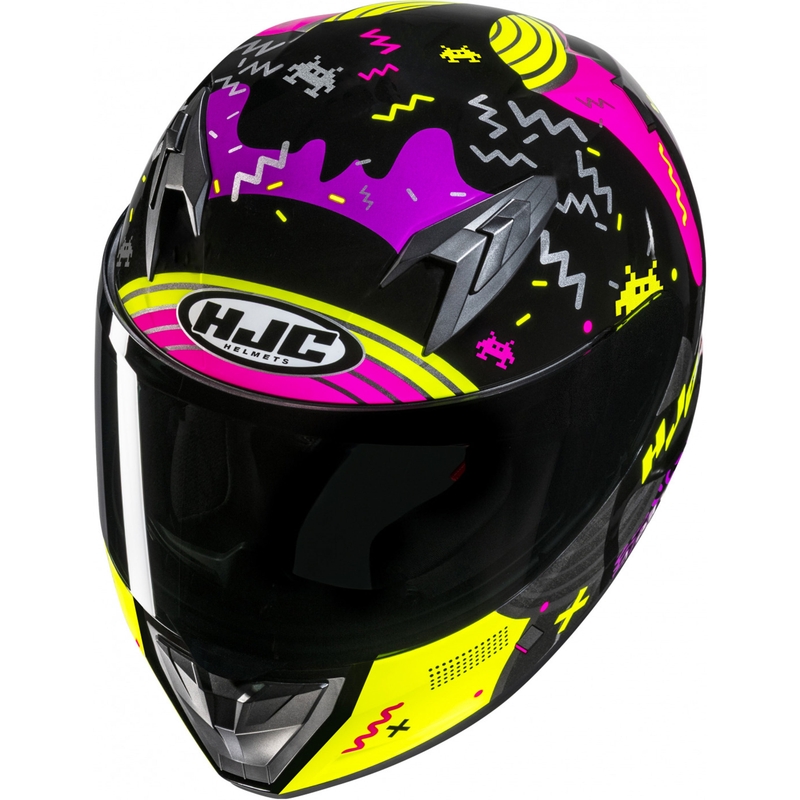 Dětská integrální helma na motorku HJC Y10 Mika MC3H černo-růžová