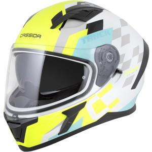 Integrální helma na motorku Cassida Orbit Track bílo-fluo žluto-tyrkysovo-černá
