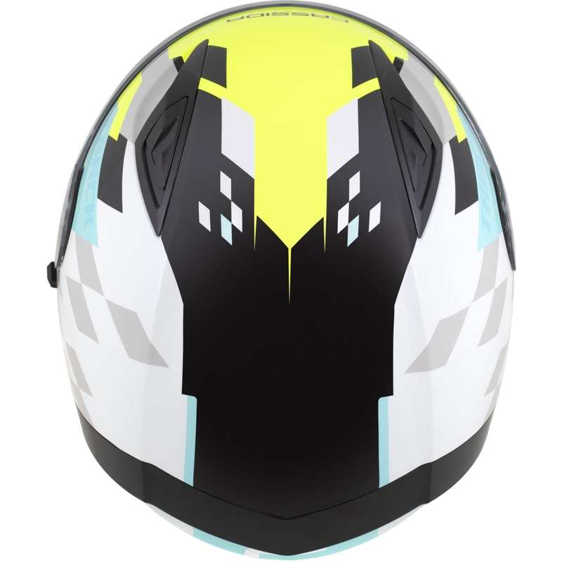 Integrální helma na motorku Cassida Orbit Track bílo-fluo žluto-tyrkysovo-černá