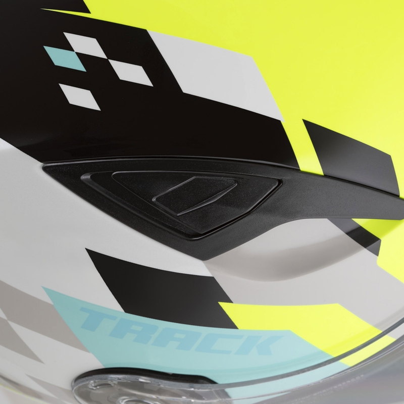 Integrální helma na motorku Cassida Orbit Track bílo-fluo žluto-tyrkysovo-černá