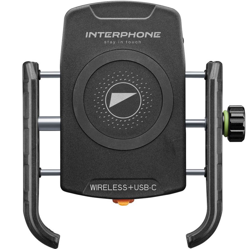 Držák telefonu Interphone Crab s bezdrátovým nabíjením a USB-C černý