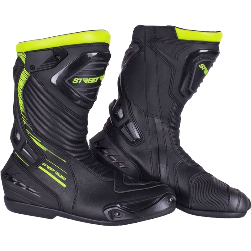 Boty na motorku Street Racer Grid černo-fluo žluté