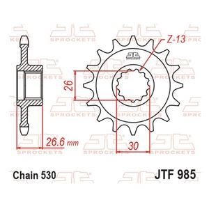 Řetězové kolečko JT JTF 985-19RB 19 zubů, 530 pogumované