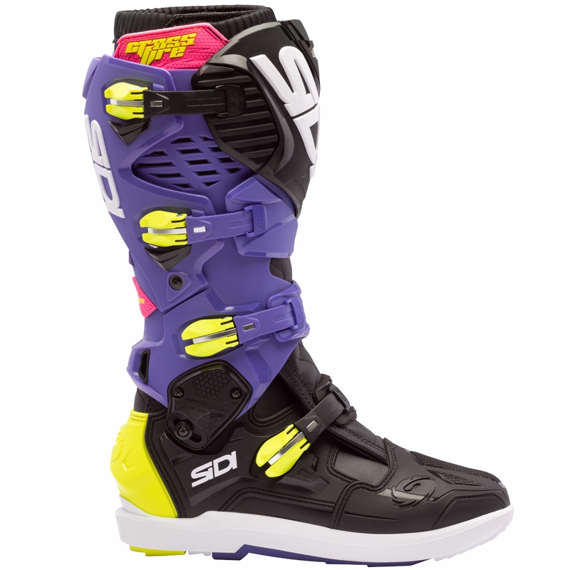 Boty na motorku SiDi Crossfire 3 SRS fialovo-černo-fluo žluté