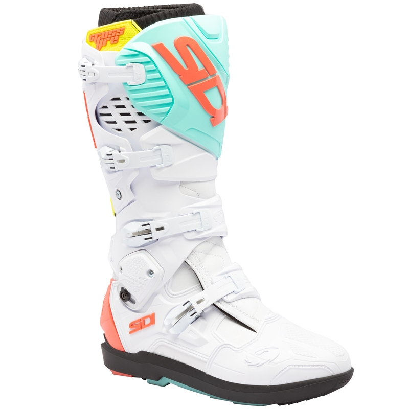 Boty na motorku SiDi Crossfire 3 SRS bílo-fluo mintovo-fluo korálové