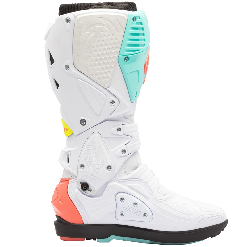 Boty na motorku SiDi Crossfire 3 SRS bílo-fluo mintovo-fluo korálové