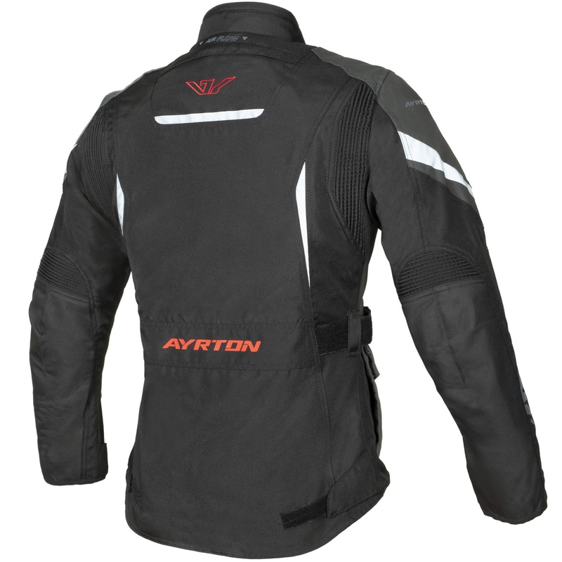 Dámská bunda na motorku Ayrton Teressa II černo-šedo-fluo červená