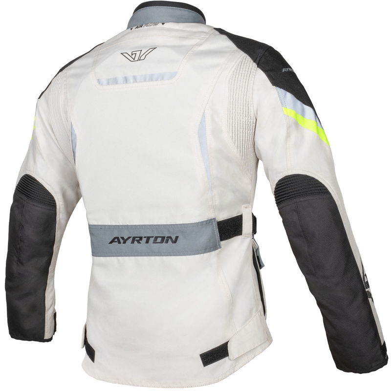 Dámská bunda na motorku Ayrton Teressa II krémovo-fluo žluto-šedo-černá