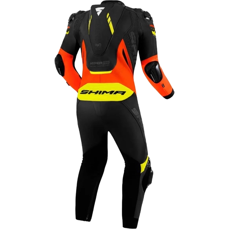 Kožená kombinéza na motorku Shima Hyper-RS černo-fluo oranžovo-žlutá