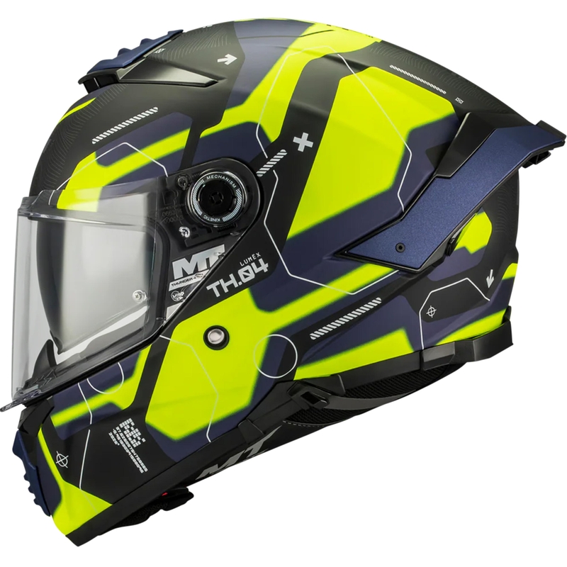 Integrální helma na motorku MT Thunder 4 SV Lumex B27 černo-modro-fluo žlutá