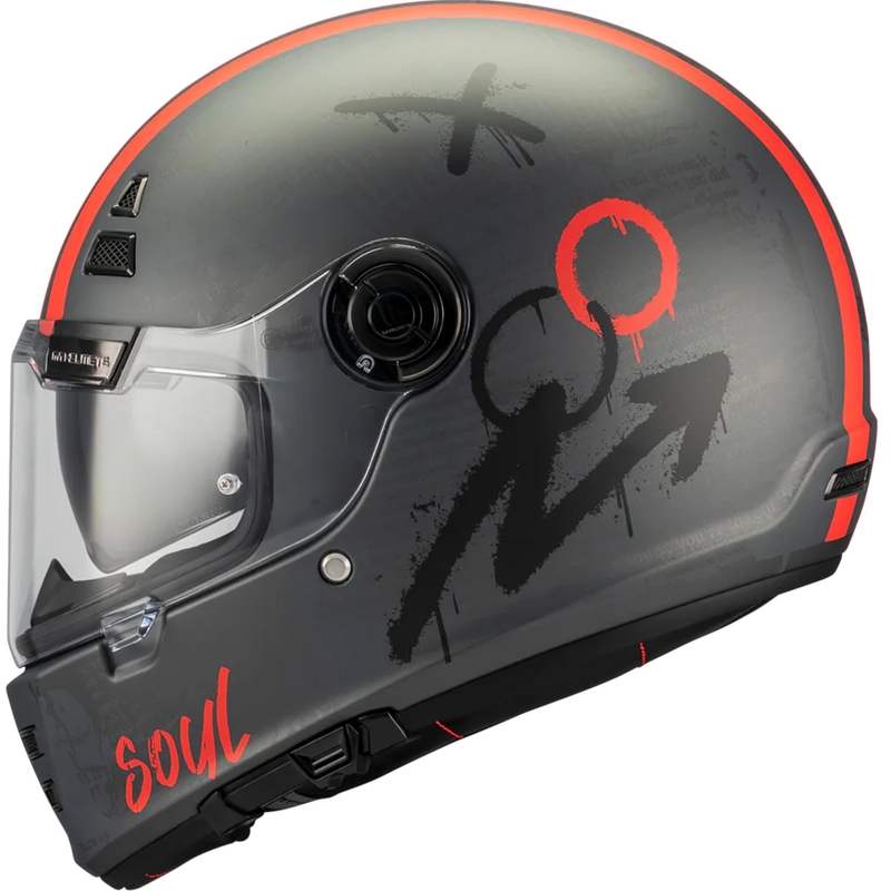 Integrální helma na motorku MT Jarama SV Papercut C15 matná šedo-červená