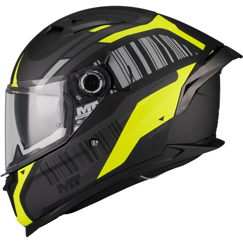 Integrální helma na motorku MT Braker SV Cockpit B13 matná černo-šedo-fluo žlutá
