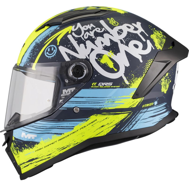 Integrální helma na motorku MT Stinger 2 Rocket C3 modro-fluo žlutá
