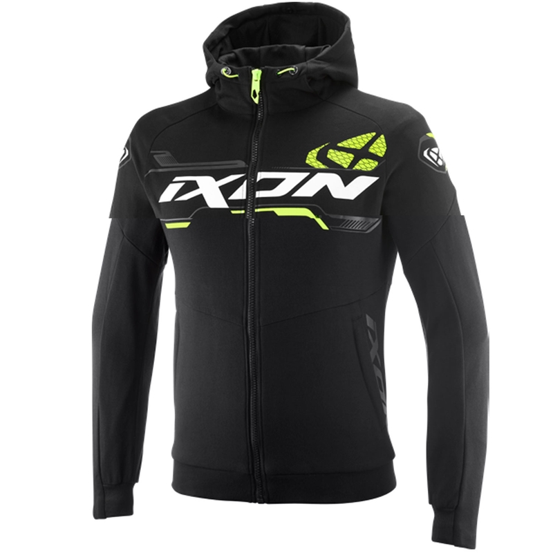 Mikina na motorku IXON Touchdown Ultra černo-bílo-fluo žlutá