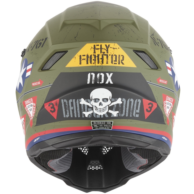 Dětská motokrosová helma NOX N761 Fly Fighter khaki-vícebarevná