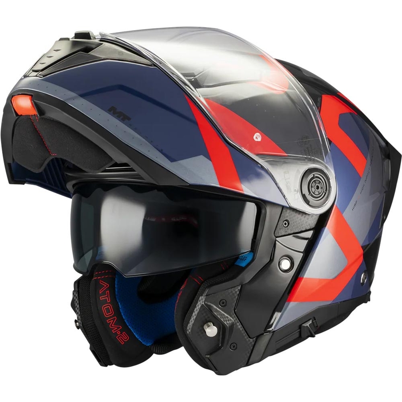 Výklopná helma na motorku MT Atom 2 SV Dexter B15 modro-černo-červená