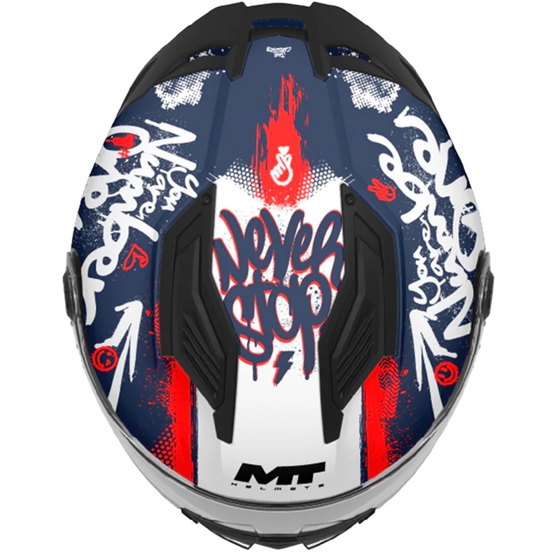 Dětská integrální helma na motorku MT Stinger 2 Rocket C17 modro-červeno-bílá