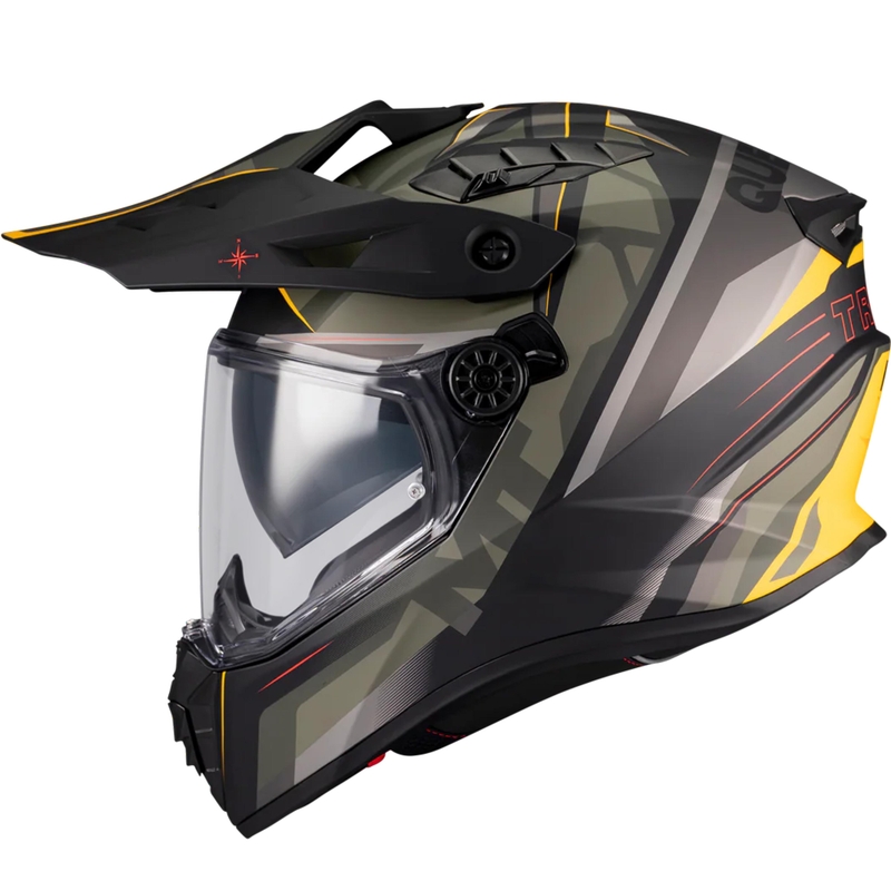 Enduro helma na motorku MT Track SV Questor B6 matná černo-zeleno-hnědo-fluo žlutá