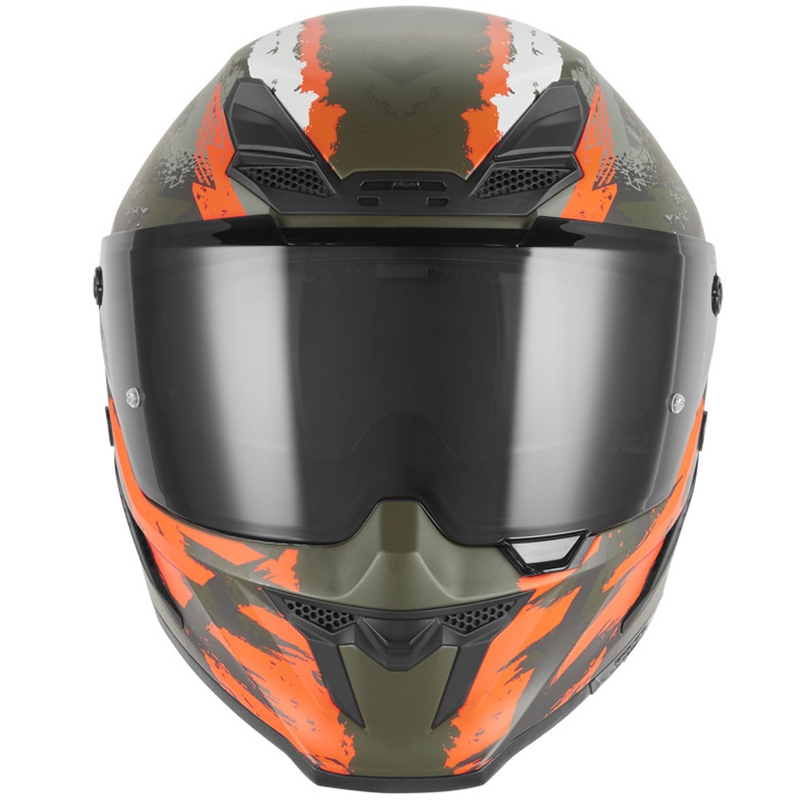 Integrální helma na motorku NOX Exklusiv Goliath Cut´D matná khaki-oranžová