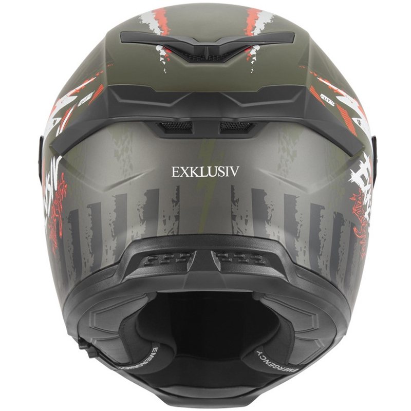 Integrální helma na motorku NOX Exklusiv Goliath Cut´D matná khaki-oranžová